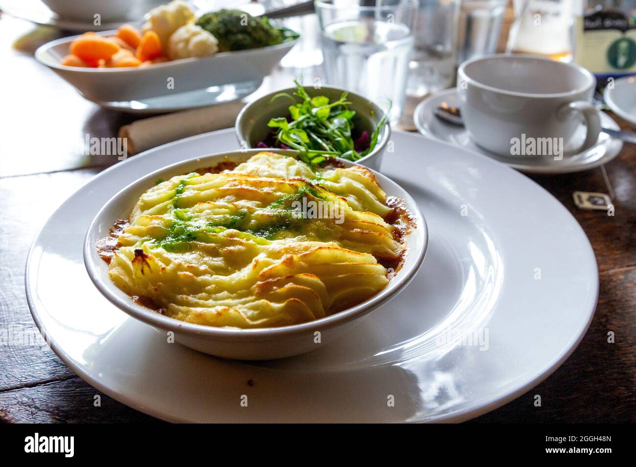 Cottage pie at the Ty Gwyn Hotel Inn, Betws Y Coed, Snowdonia, Wales, UK Stock Photo