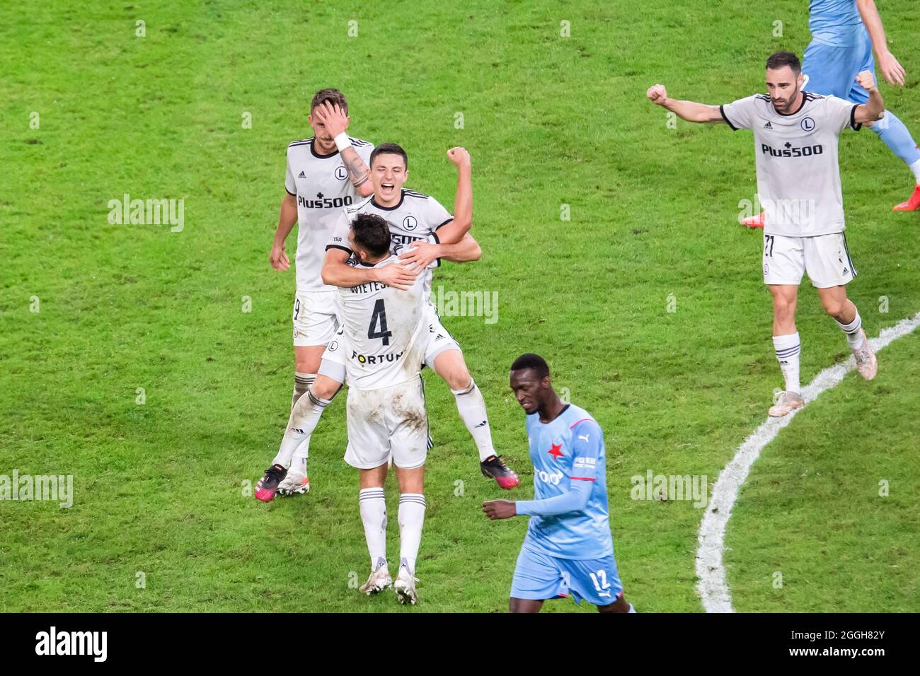 BUDAPEST, HUNGARY - AUGUST 4: Ihor Kharatin of Ferencvarosi TC celebrates  his goal during the UEFA Champions League Third Qualifying Round 1st Leg  match between Ferencvarosi TC and SK Slavia Praha at