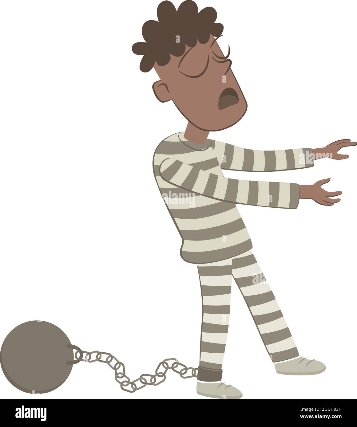 Retro style illustration of a boy dressed as a zombie prisoner for the Halloween party. Stock Vector