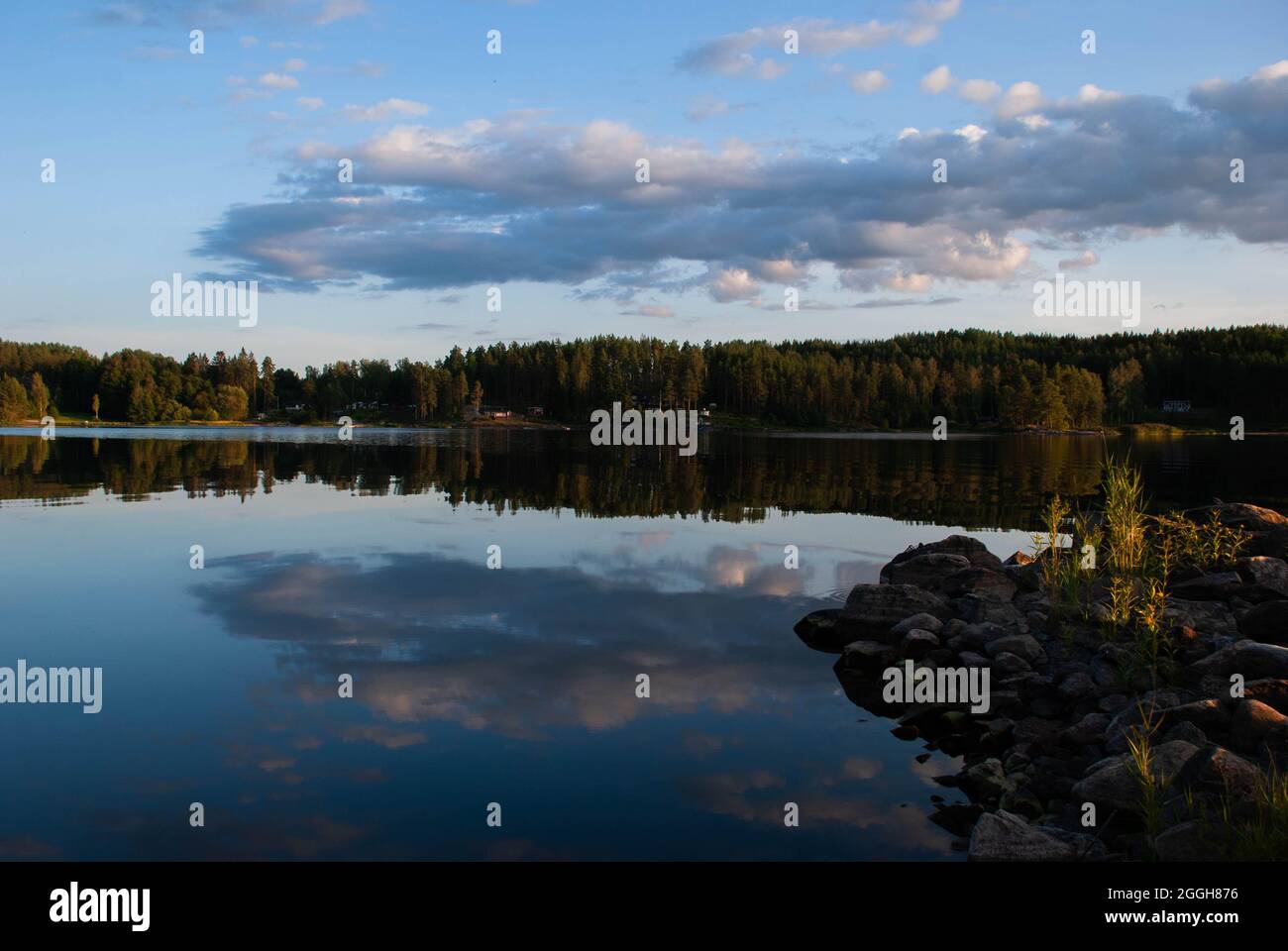 Photo of the lake Glasfjord, taken in Värmland (Sweden) during summertime. Stock Photo