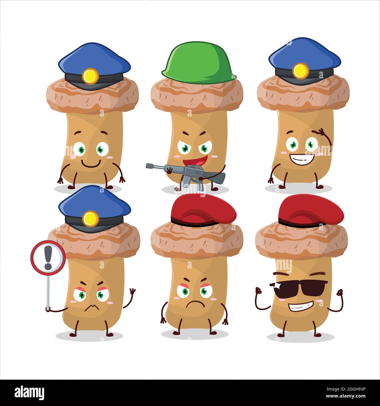 A dedicated Police officer of woolly milkcap mascot design style. Vector illustration Stock Vector