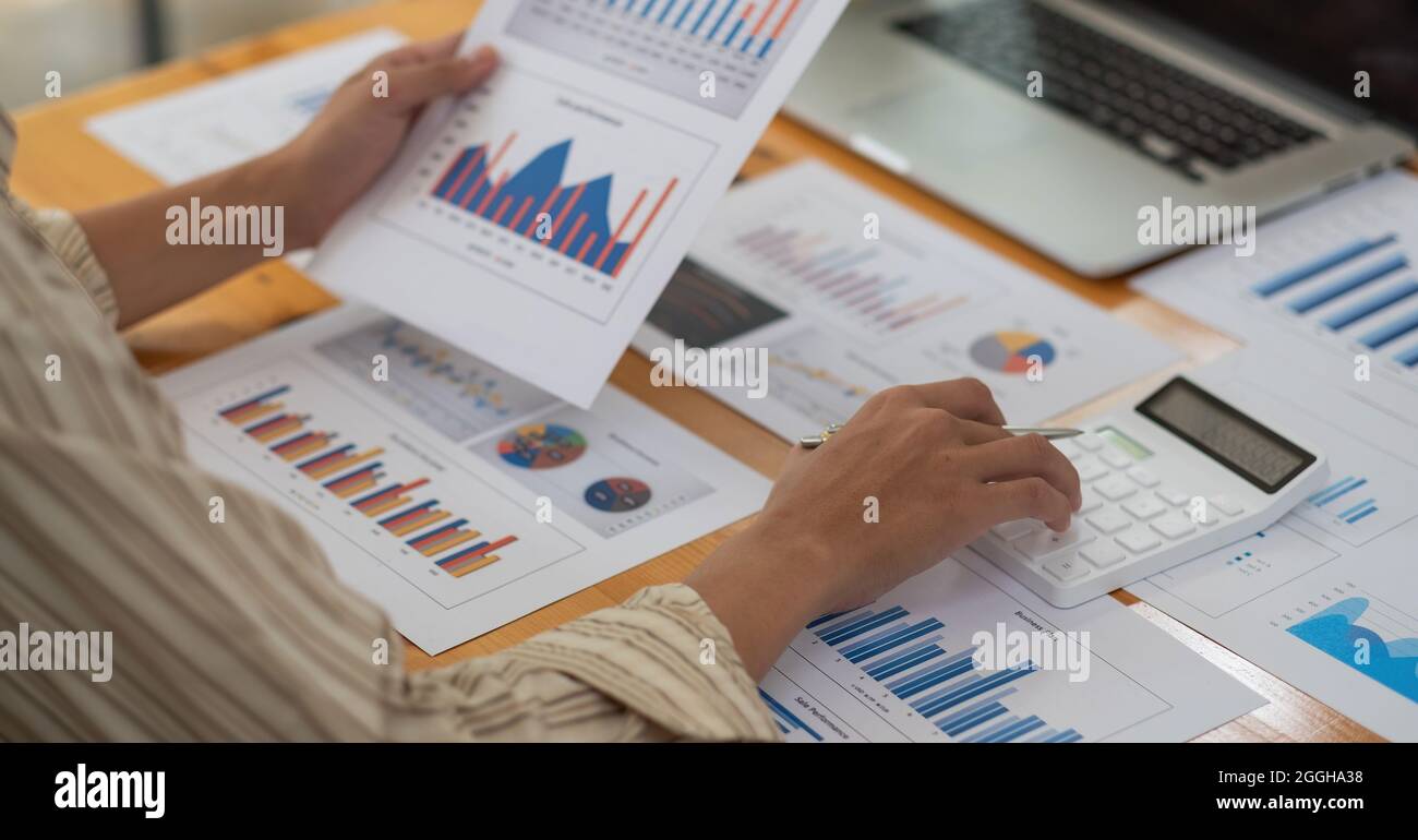 Businessman hand examining invoice hi-res stock photography and images ...