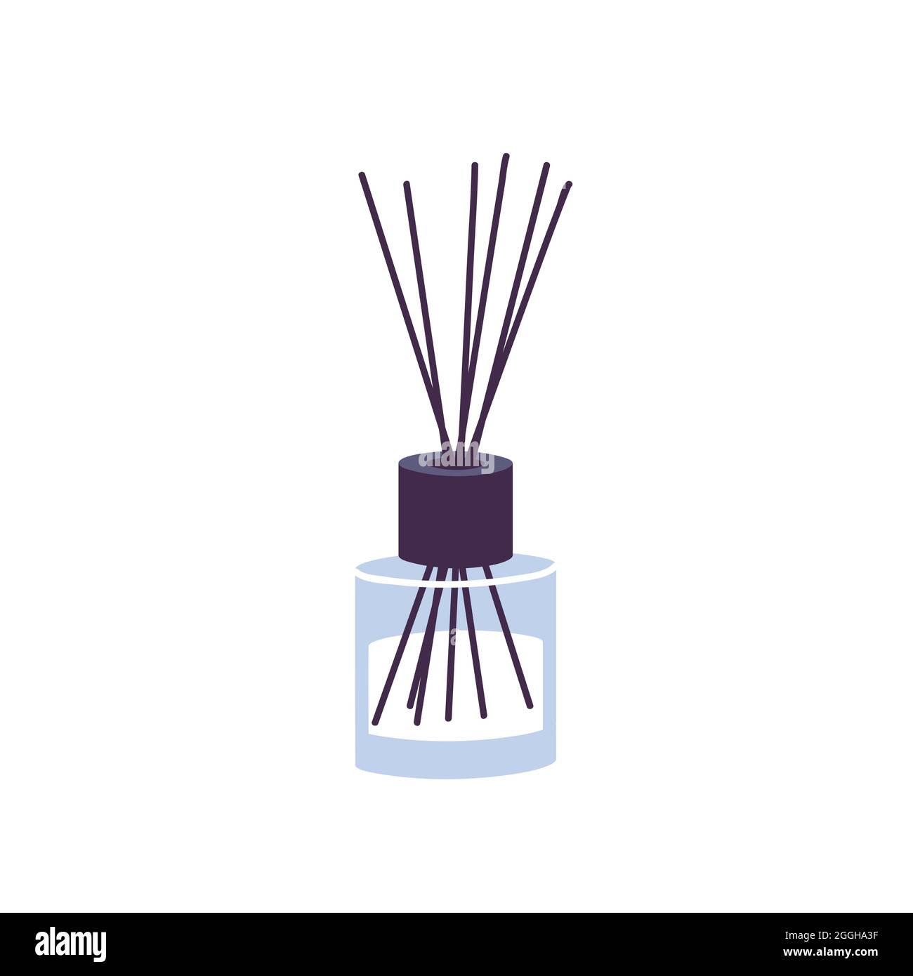 Vector illustration aromatherapy reed diffuser with bamboo sticks for