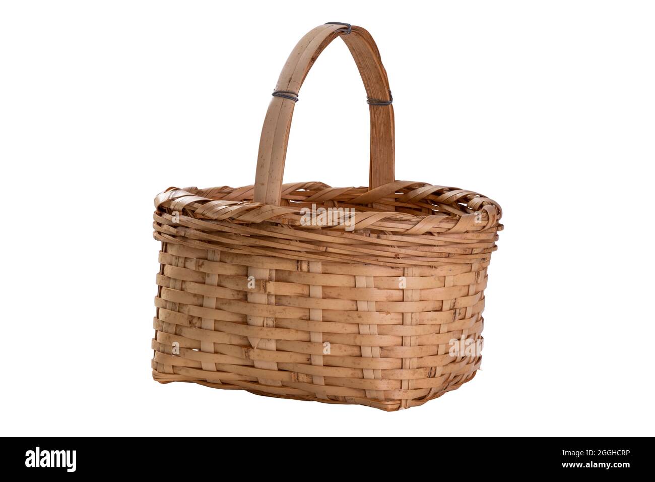 an old basket made with bamboo on white background Stock Photo Alamy