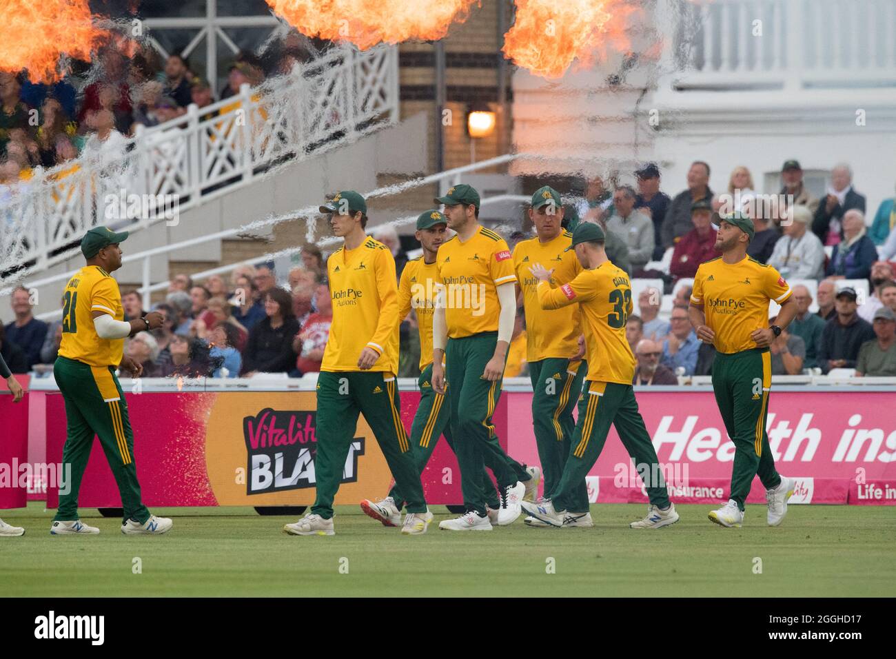 Vitality Blast T20 Quarter Finals, Notts Outlaws against Hampshire Hawks at the Trent Bridge cricket ground. Stock Photo