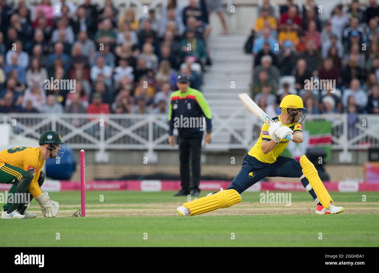Vitality Blast T20 Quarter Finals, Notts Outlaws against Hampshire Hawks at the Trent Bridge cricket ground. Stock Photo