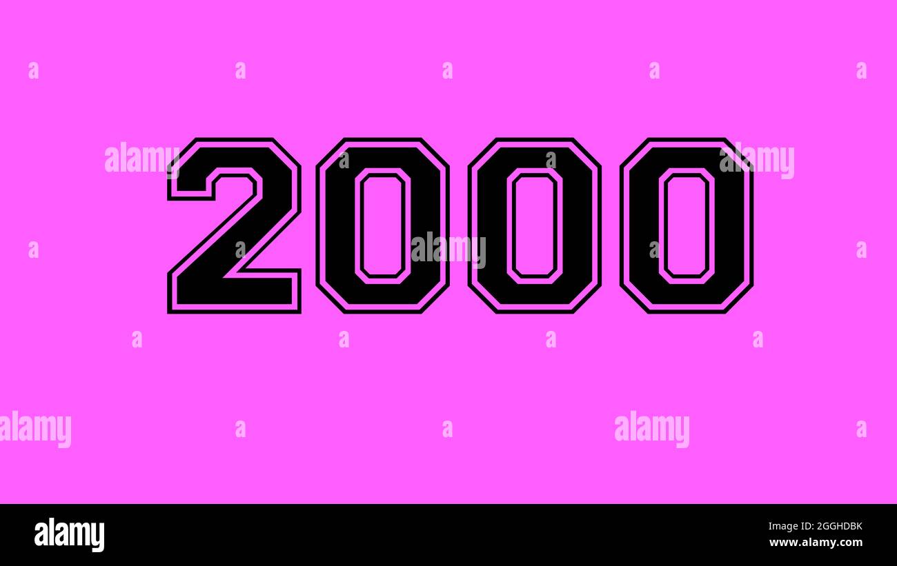 2000 number black lettering pink rose background Stock Photo - Alamy