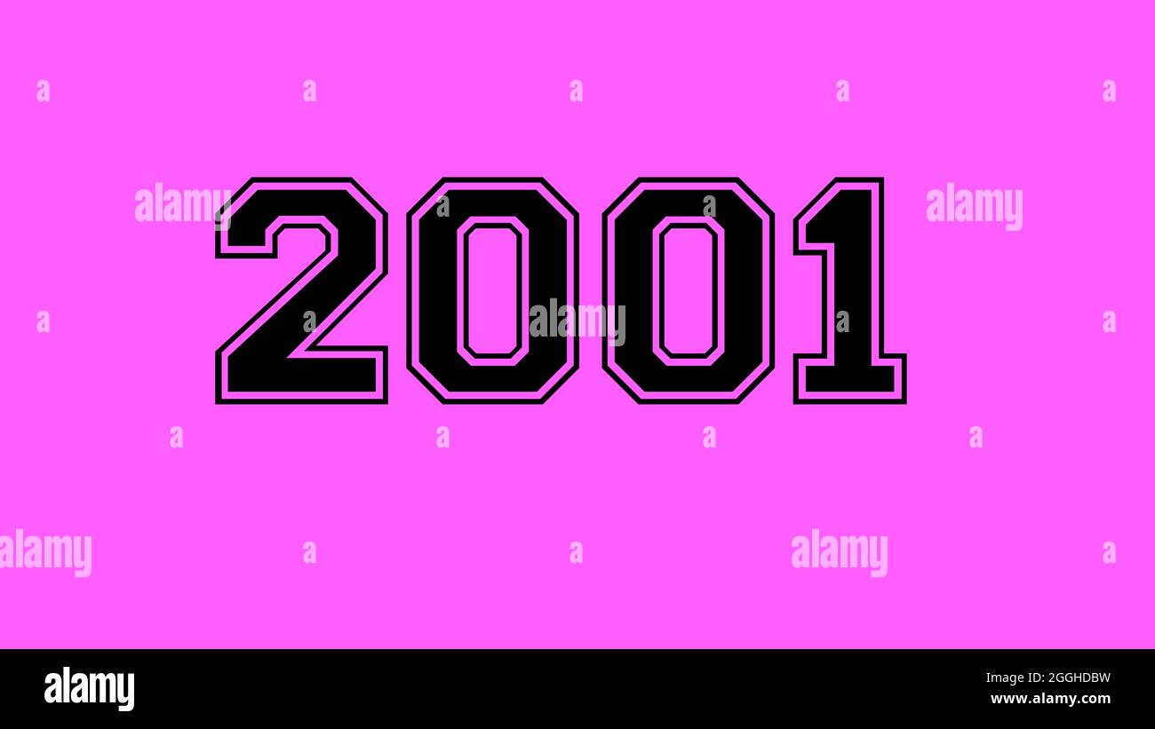 2001 number black lettering pink rose background Stock Photo - Alamy