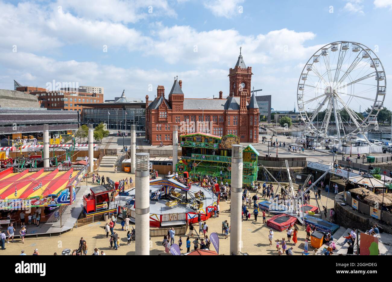 Fun fair at Roald Dahl Plass, Cardiff Bay, Cardiff, Wales Stock Photo -  Alamy