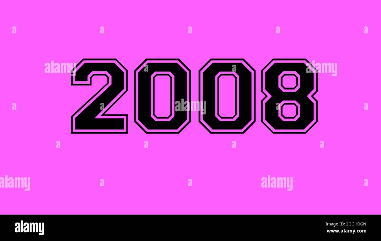 2008 number black lettering pink rose background Stock Photo