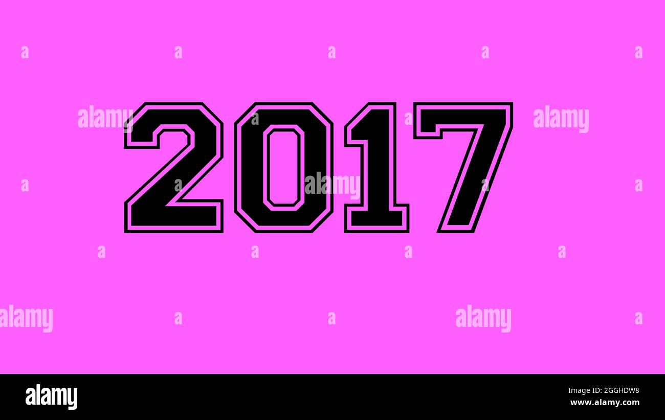 2017 number black lettering pink rose background Stock Photo - Alamy
