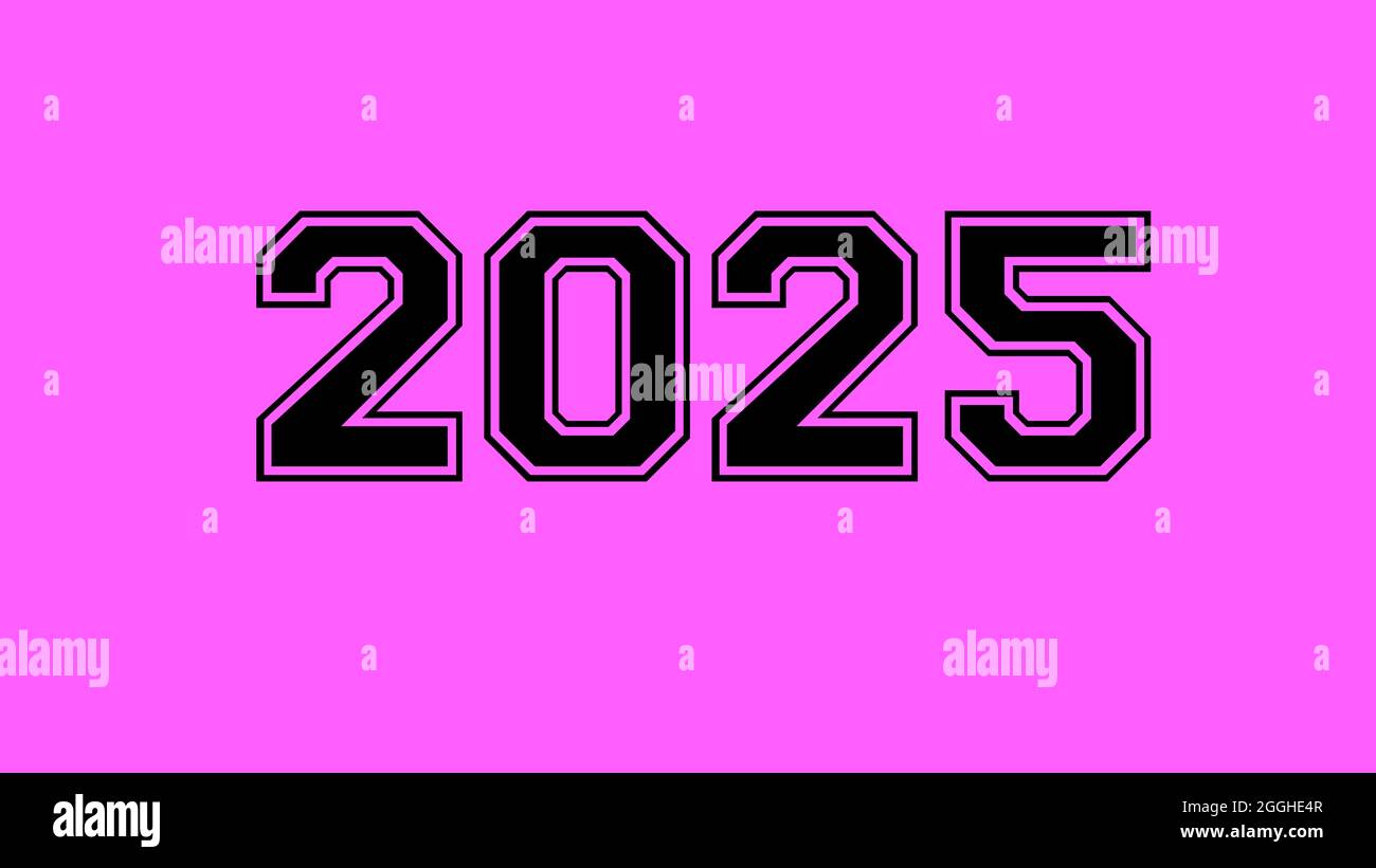 2025 number black lettering pink rose background Stock Photo Alamy