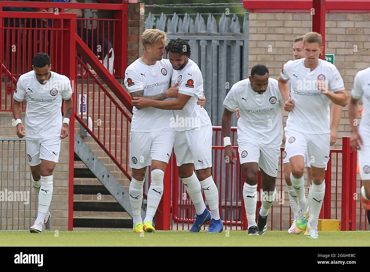 Byron Webster Of Bromley Scores The First Goal For His Team And Celebrates During Dagenham Redbridge Vs Bromley Vanarama National League Football A Stock Photo Alamy