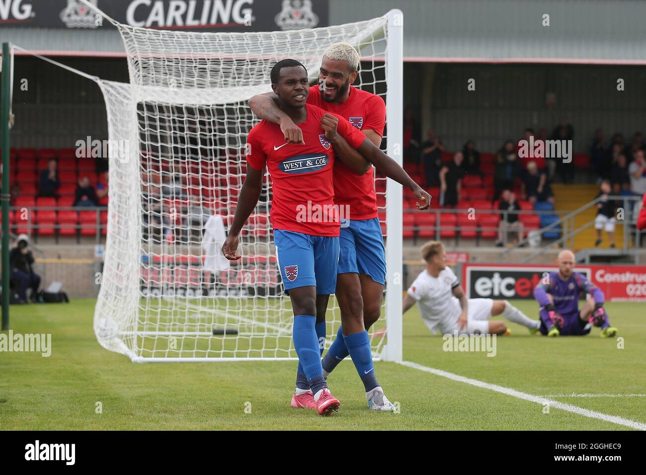 Josh Walker Of Dagenham Scores The First Goal For His Team And Celebrates During Dagenham Redbridge Vs Bromley Vanarama National League Football At Stock Photo Alamy