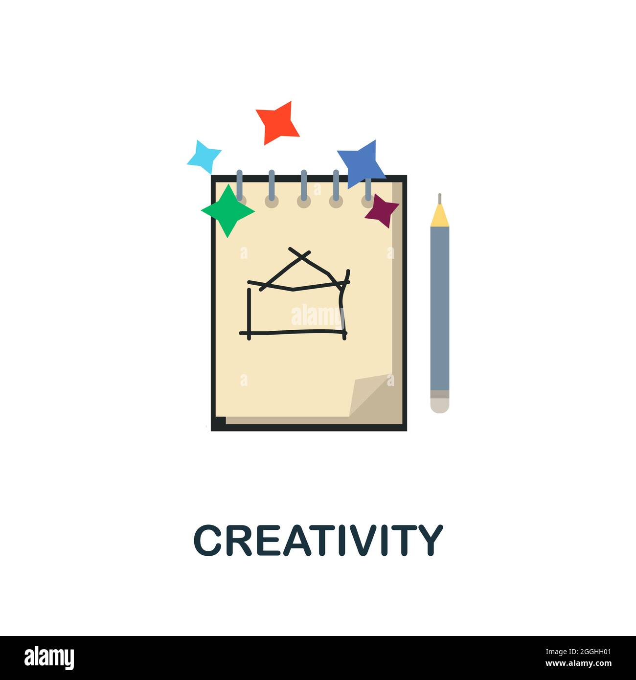 Creativity flat icon. Colored sign from productivity collection ...