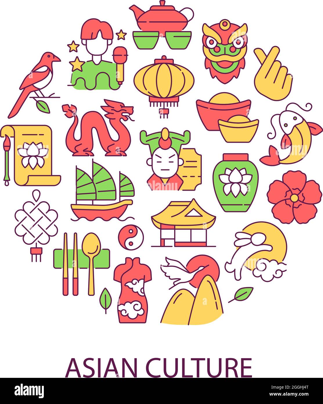 Asian culture abstract color concept layout with headline Stock Vector