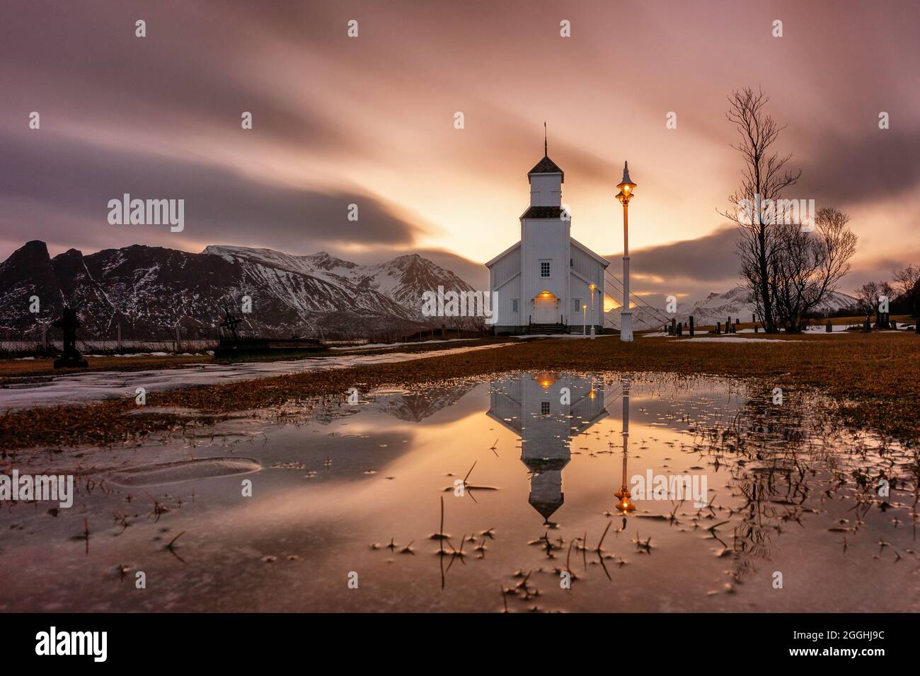 Gimsøy kirke (Vågan) Stock Photo