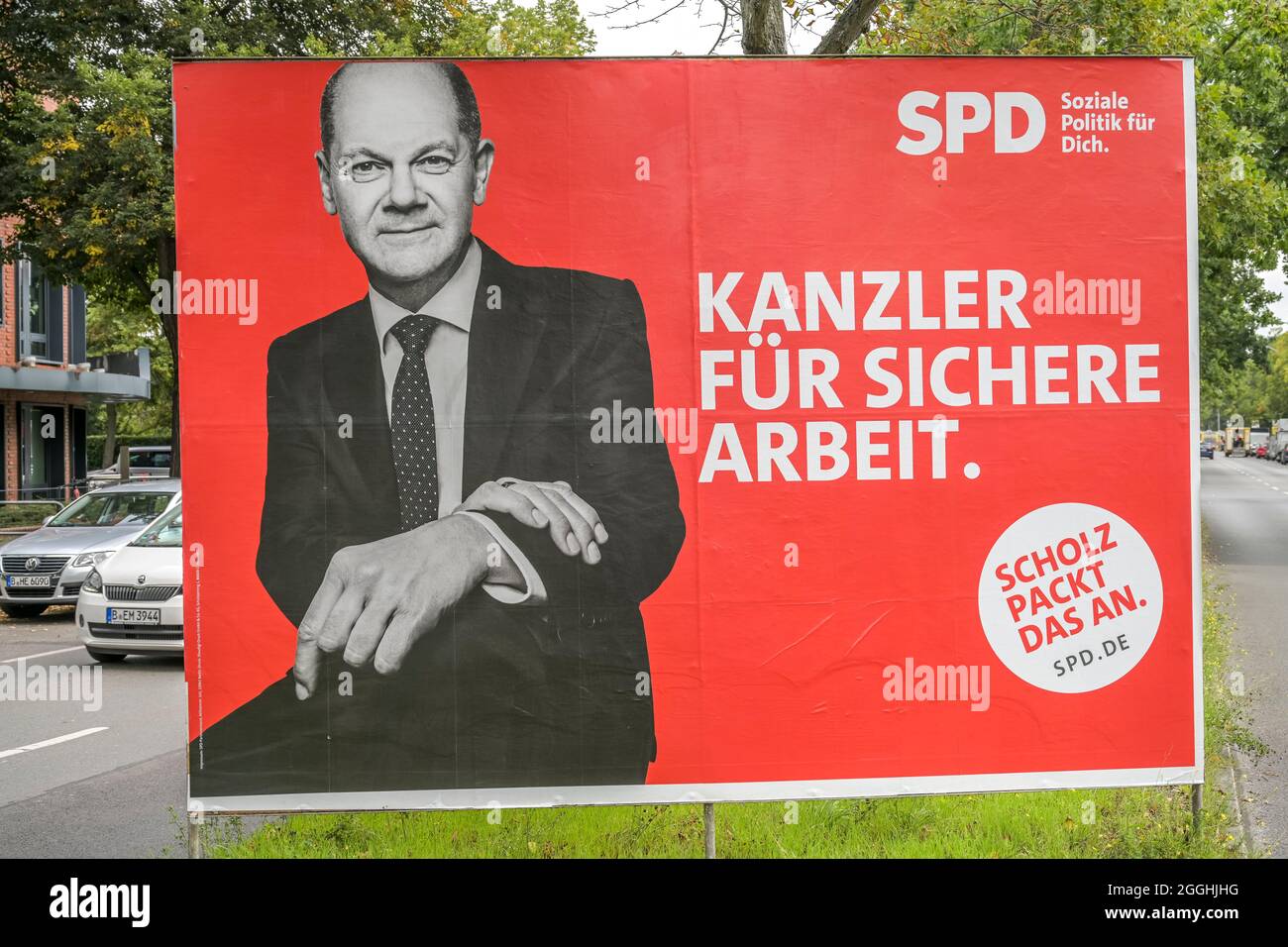 Wahlplakat, Olaf Scholz, SPD, Bundestagswahl, Berlin, Deutschland Stock Photo