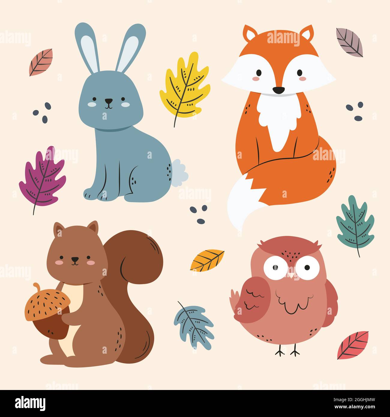 Autumn animals set Vector illustration Stock Vector Image & Art - Alamy