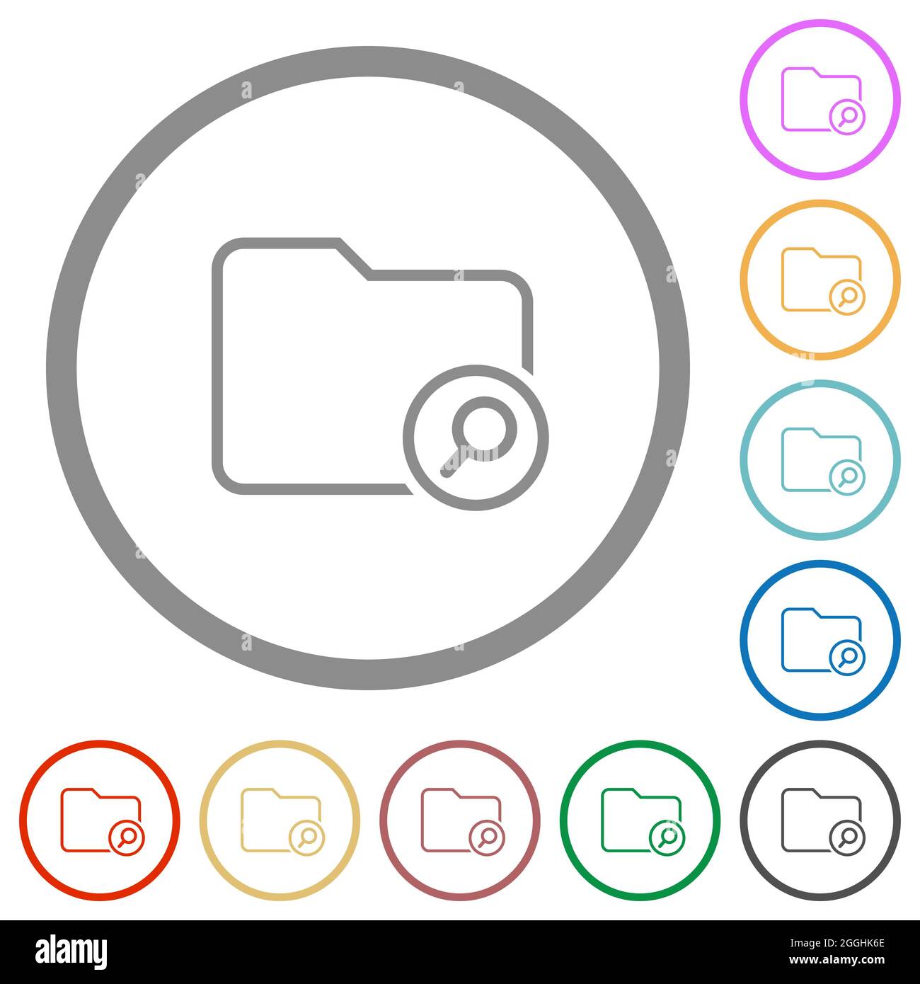 Directory find outline flat color icons in round outlines on white ...