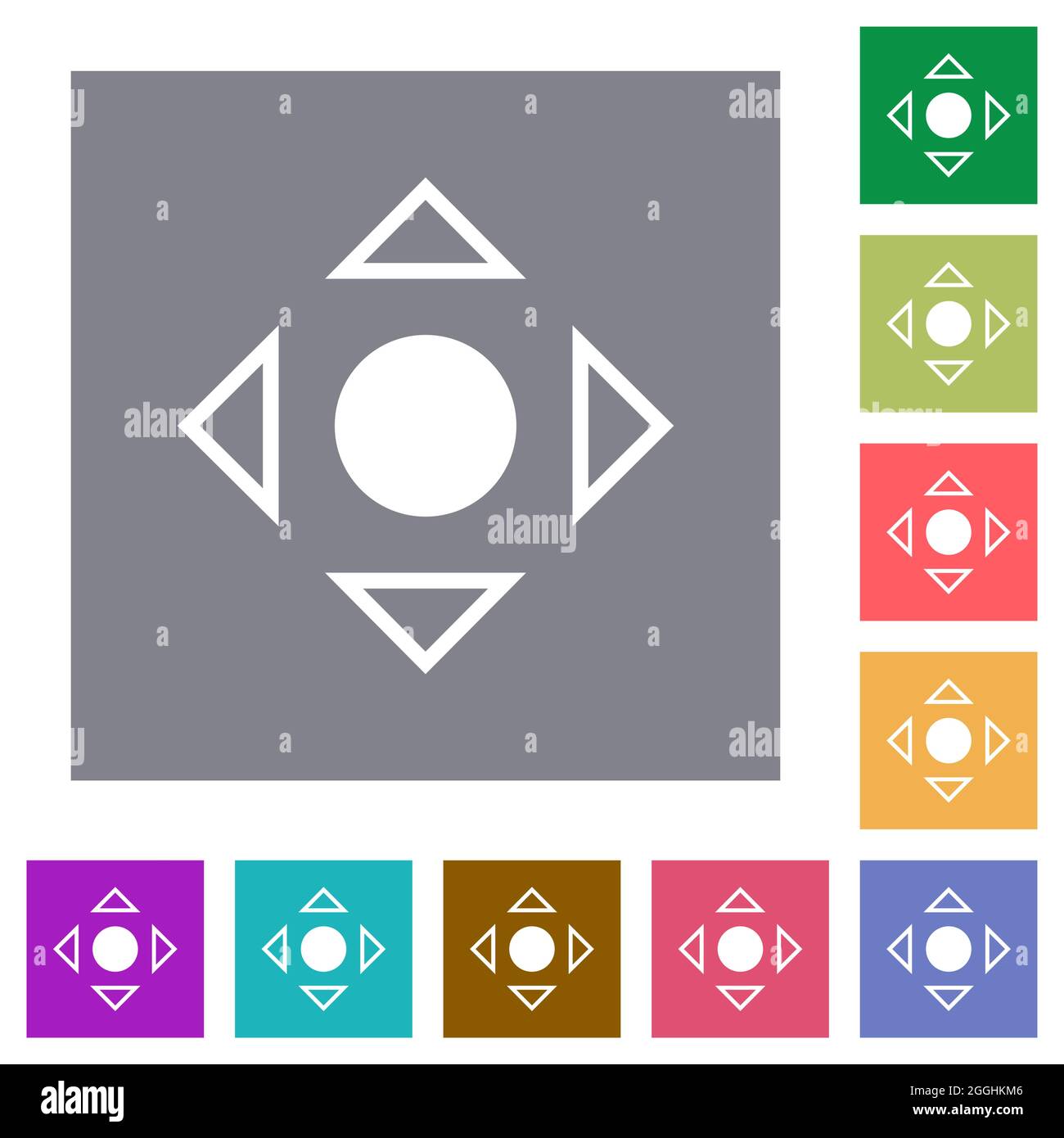 Scrolling tool alternate flat icons on simple color square backgrounds Stock Vector