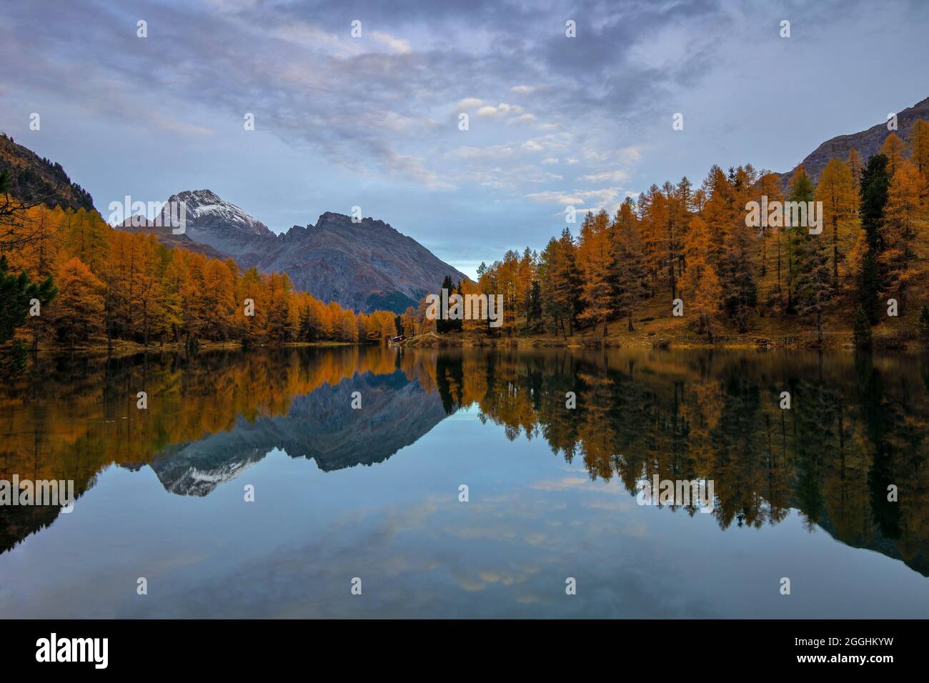 Sonnenaufgang am Palpuognasee Kanton Graubünden Schweiz Stock Photo