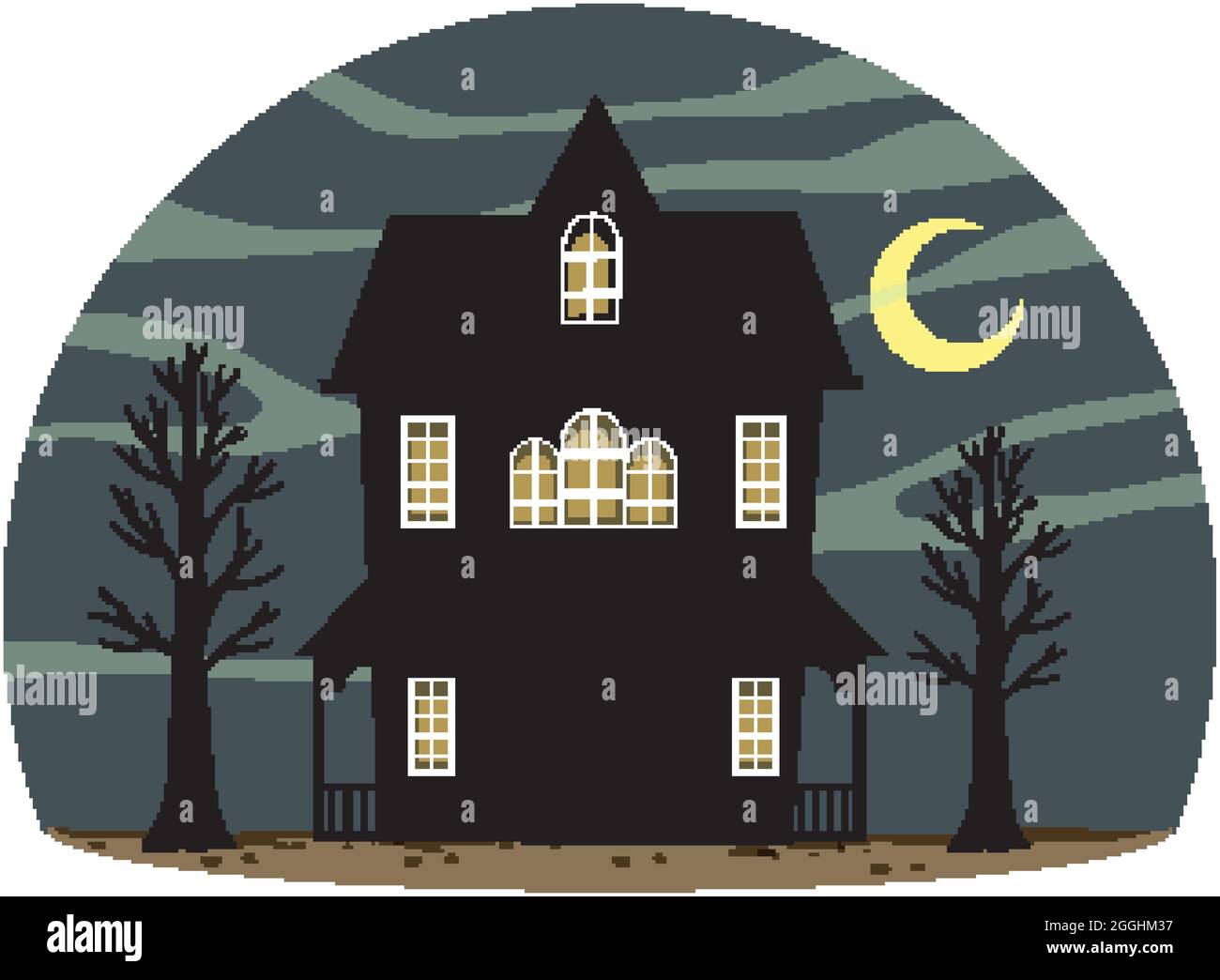 Haunted house at night scene illustration Stock Vector Image & Art - Alamy