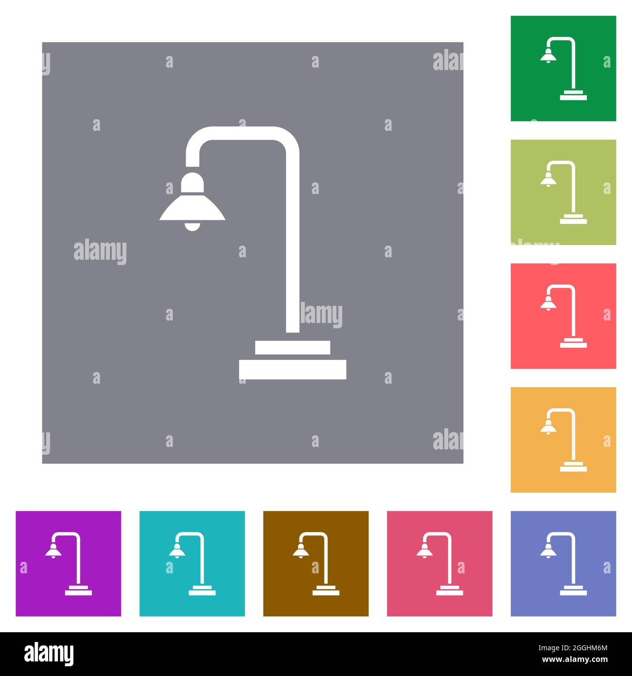 Street lamp flat icons on simple color square backgrounds Stock Vector ...