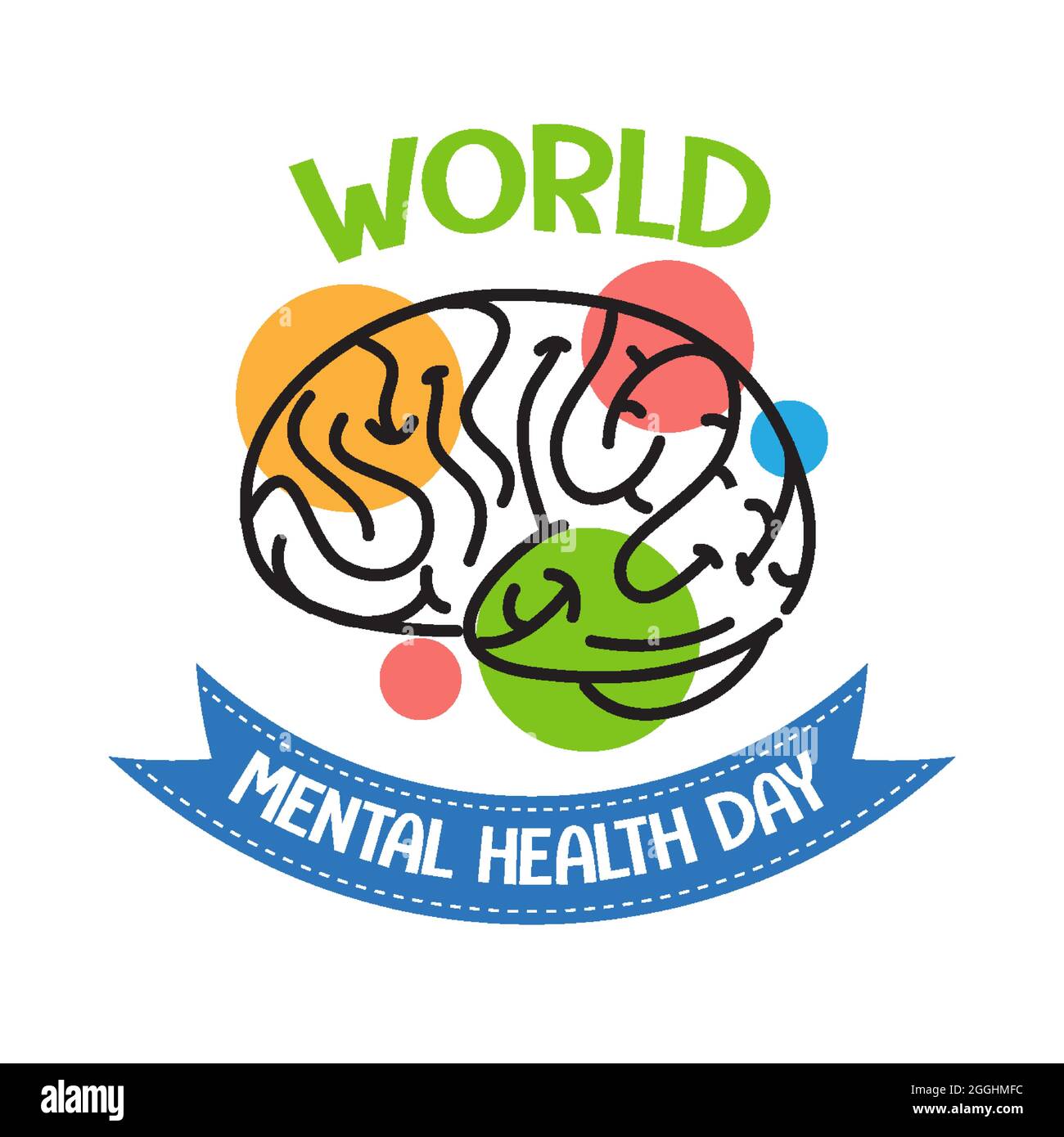 World Mental Health Day banner or logo isolated on white background ...