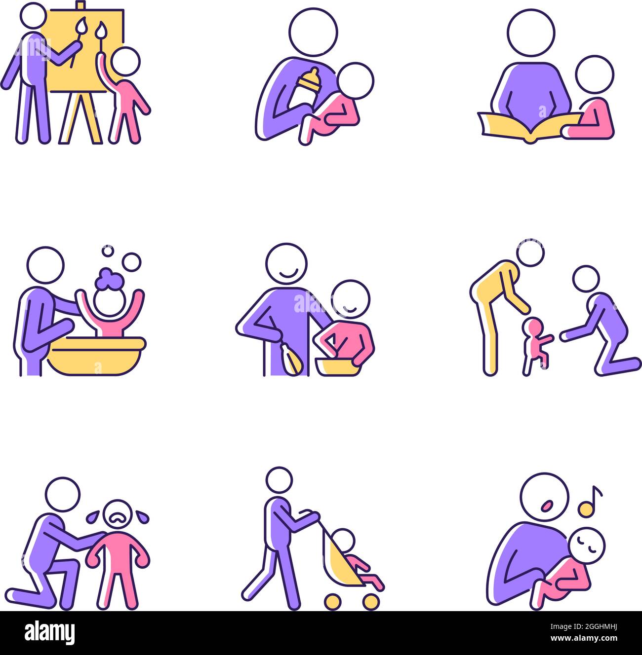 responsible-parenthood-rgb-color-icons-set-stock-vector-image-art-alamy