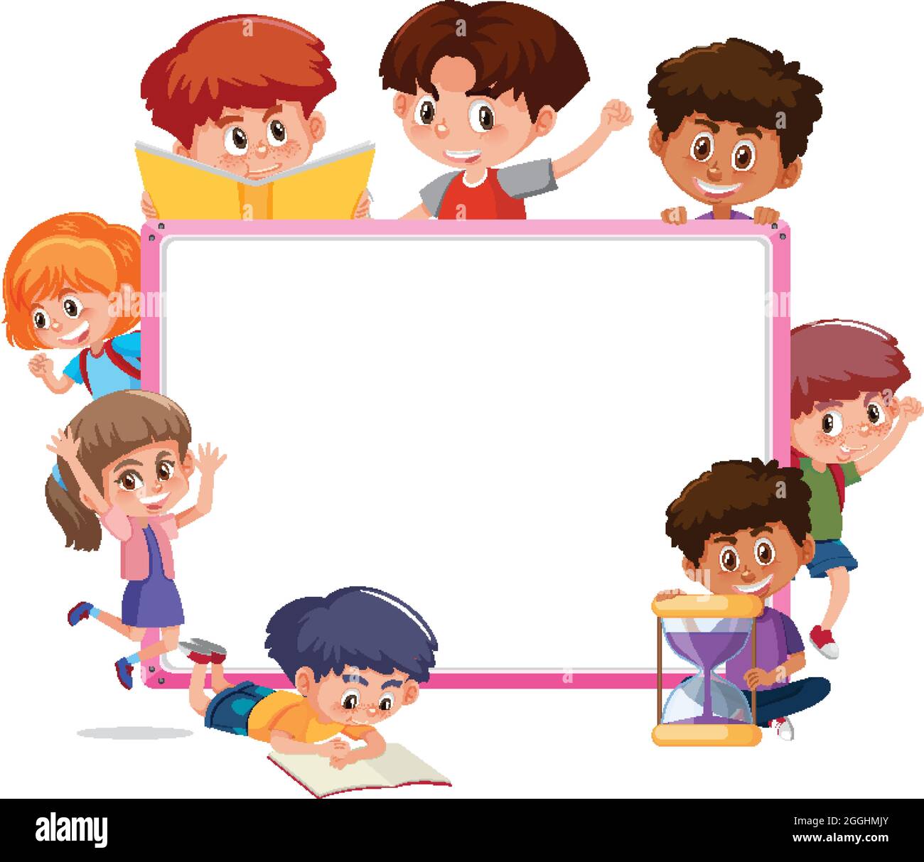 Empty board with many children cartoon character illustration Stock ...