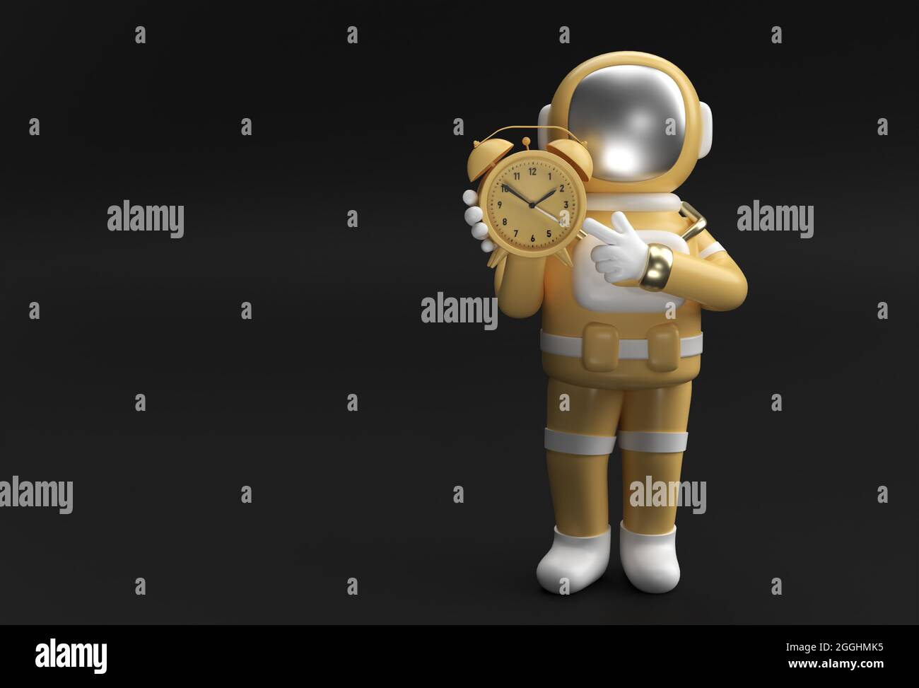 3d Render Spaceman Astronaut with Alarm Clock 3d illustration Design ...