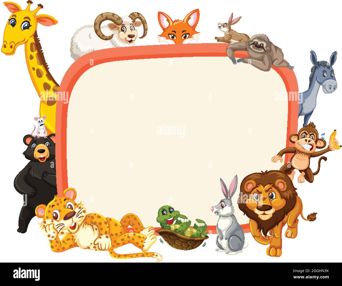 Empty banner with various wild animals illustration Stock Vector Image ...