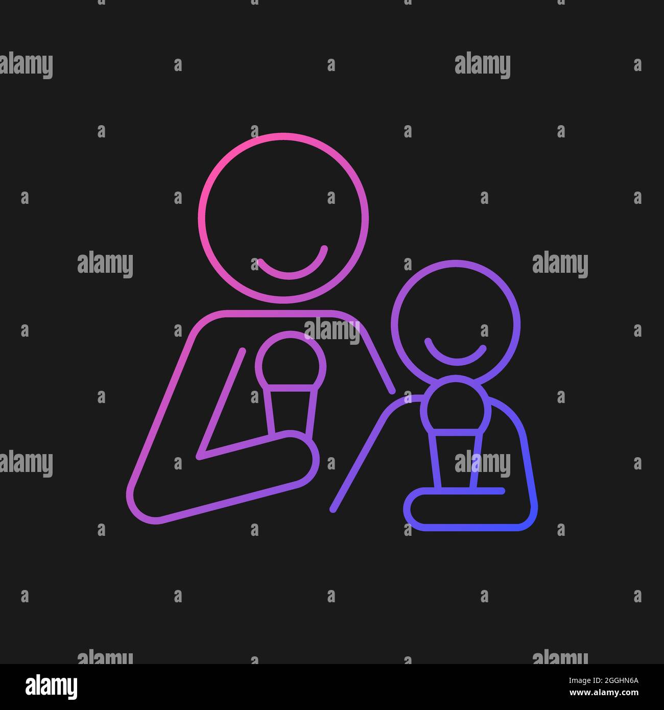 Eating ice cream together gradient vector icon for dark theme Stock Vector