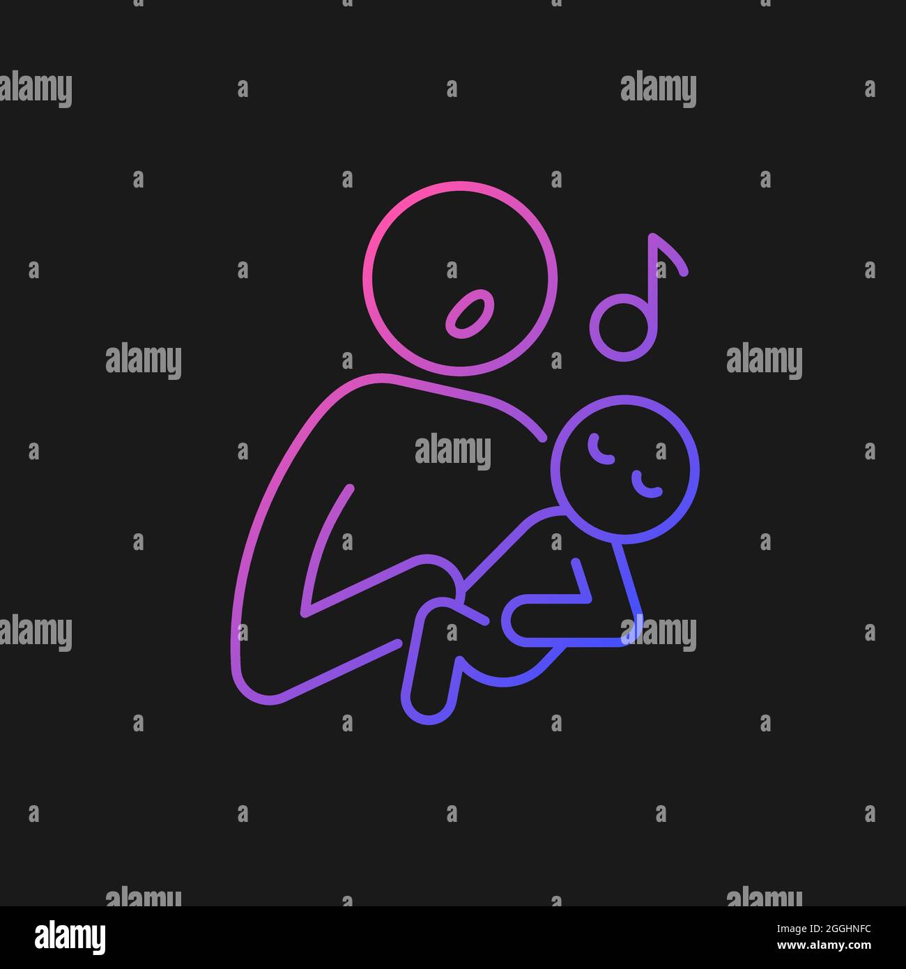 Singing to baby gradient vector icon for dark theme Stock Vector