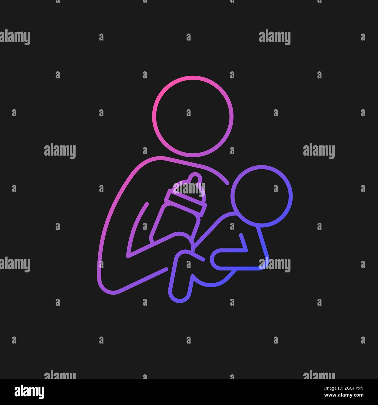 Bottle feeding gradient vector icon for dark theme Stock Vector