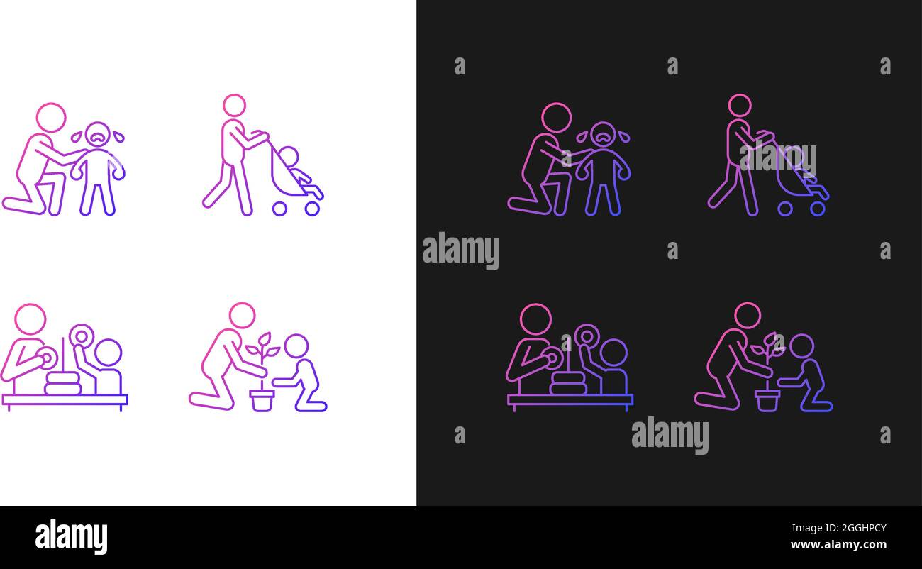 Parental involvement gradient icons set for dark and light mode Stock Vector