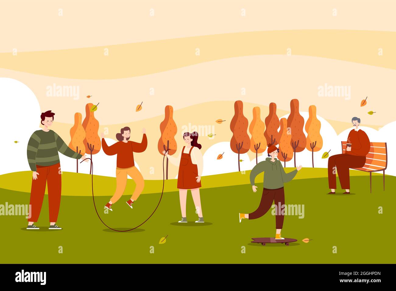 Hand drawn flat people in park Vector illustration Stock Vector Image ...