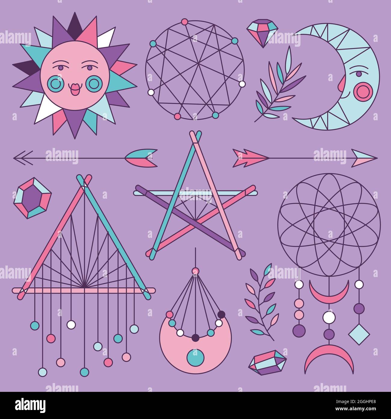 Hand drawn boho elements set Vector illustration Stock Vector Image ...