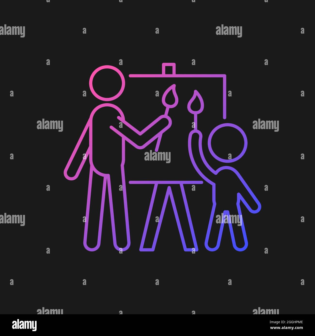 Painting with parent gradient vector icon for dark theme Stock Vector