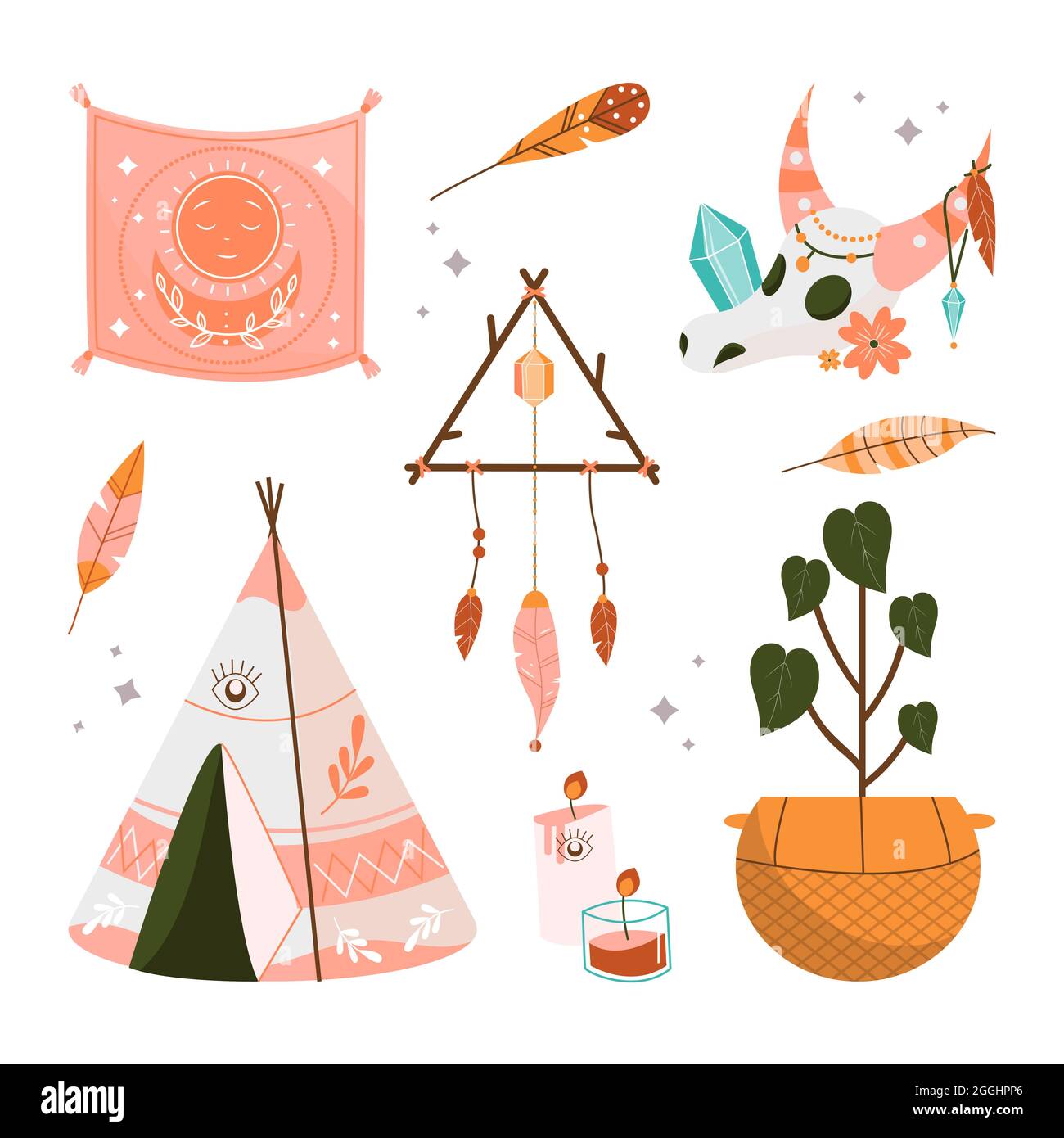 Boho element set Vector illustration Stock Vector Image & Art - Alamy