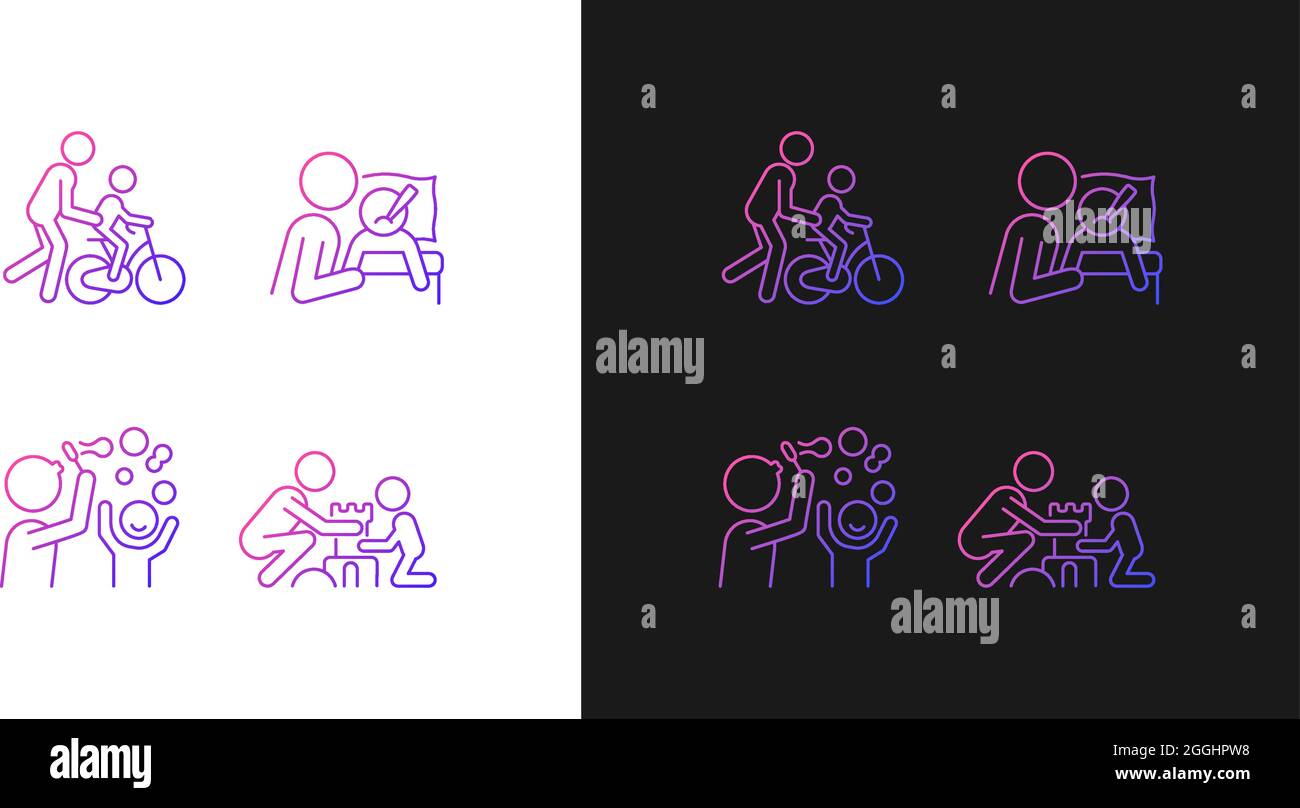 Good parenting gradient icons set for dark and light mode Stock Vector