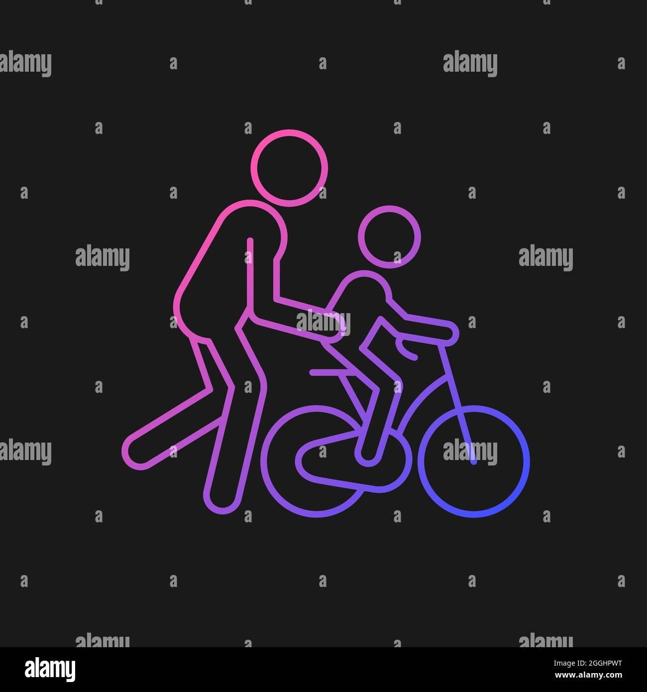 Learning to ride bike gradient vector icon for dark theme Stock Vector ...