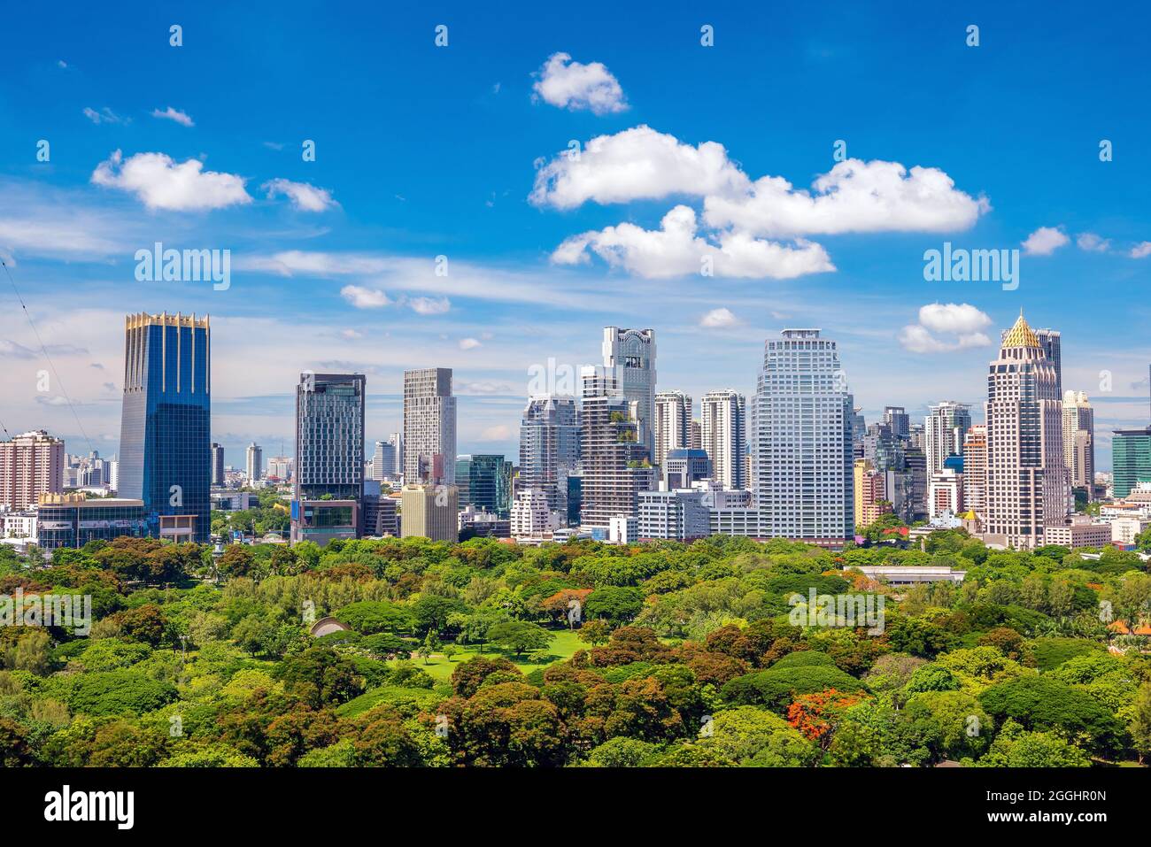 Bangkok city skyline with Lumpini park from top view in Thailand Stock ...