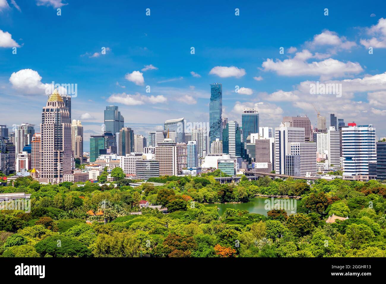 Bangkok city skyline with Lumpini park from top view in Thailand Stock ...