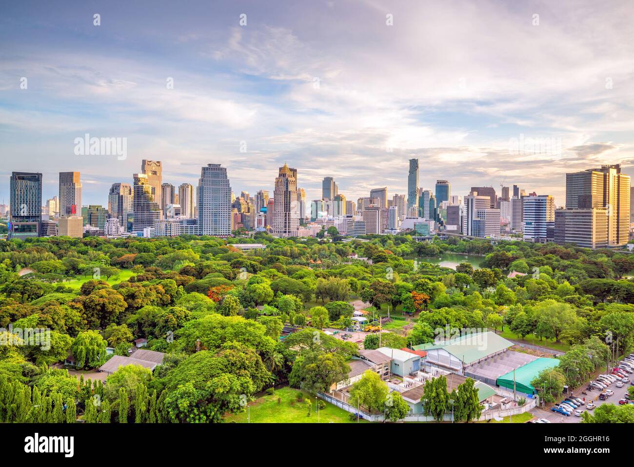 Bangkok city skyline with Lumpini park from top view in Thailand at ...