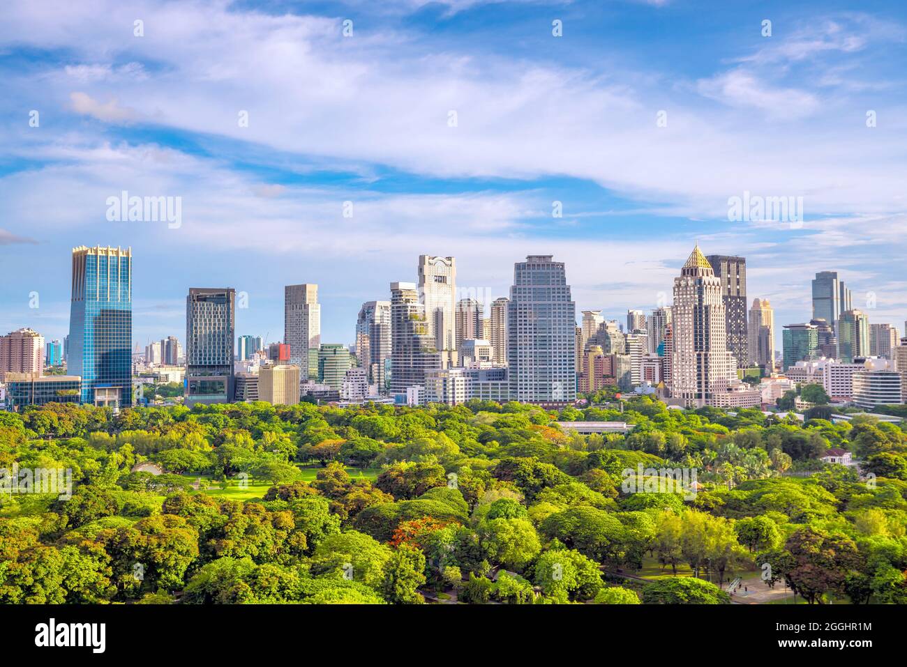 Bangkok city skyline with Lumpini park from top view in Thailand Stock ...