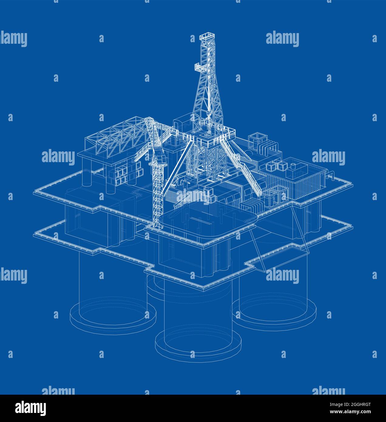 Offshore Oil Rig. Vector rendering of 3d Stock Vector Image & Art - Alamy