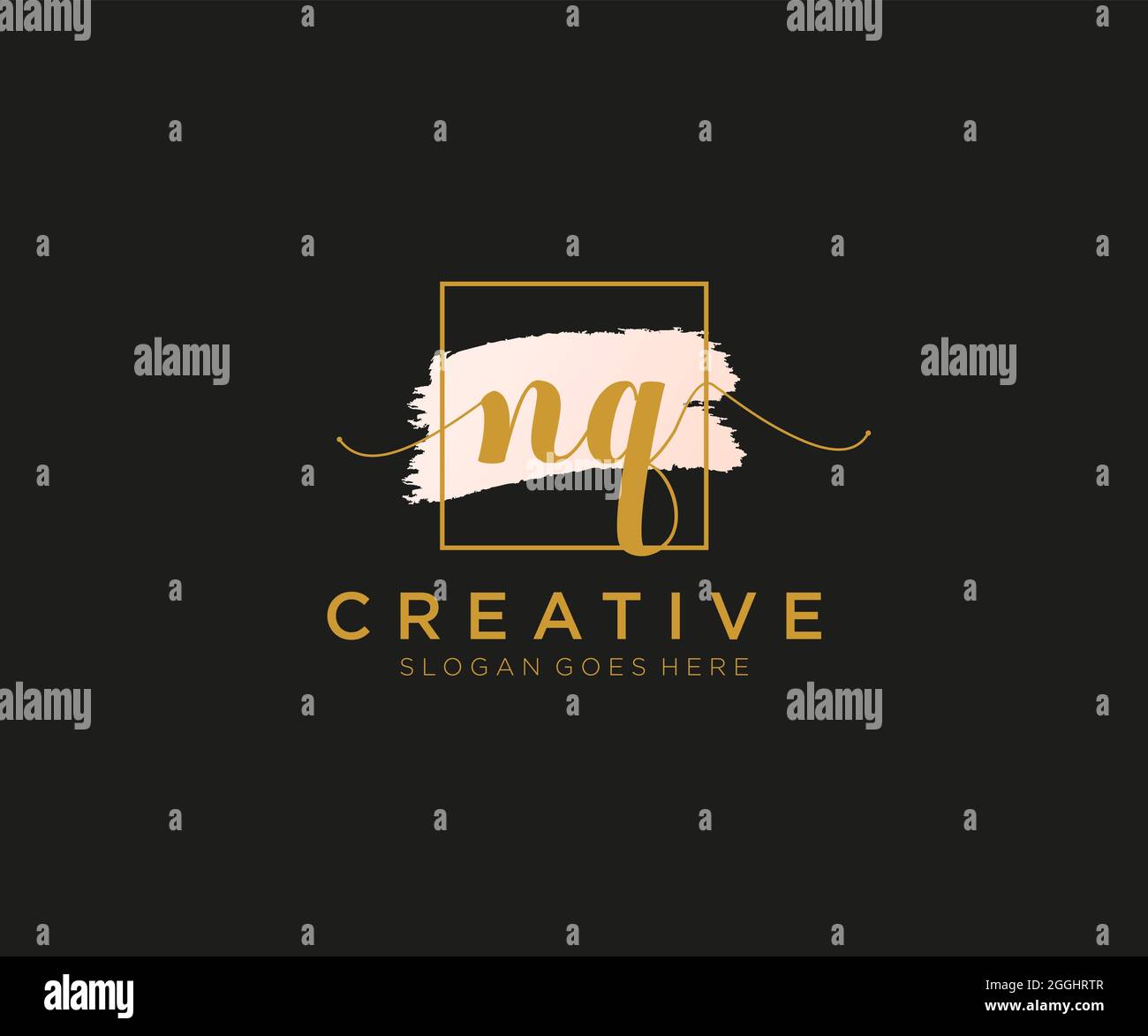 NQ Feminine logo beauty monogram and elegant logo design, handwriting ...