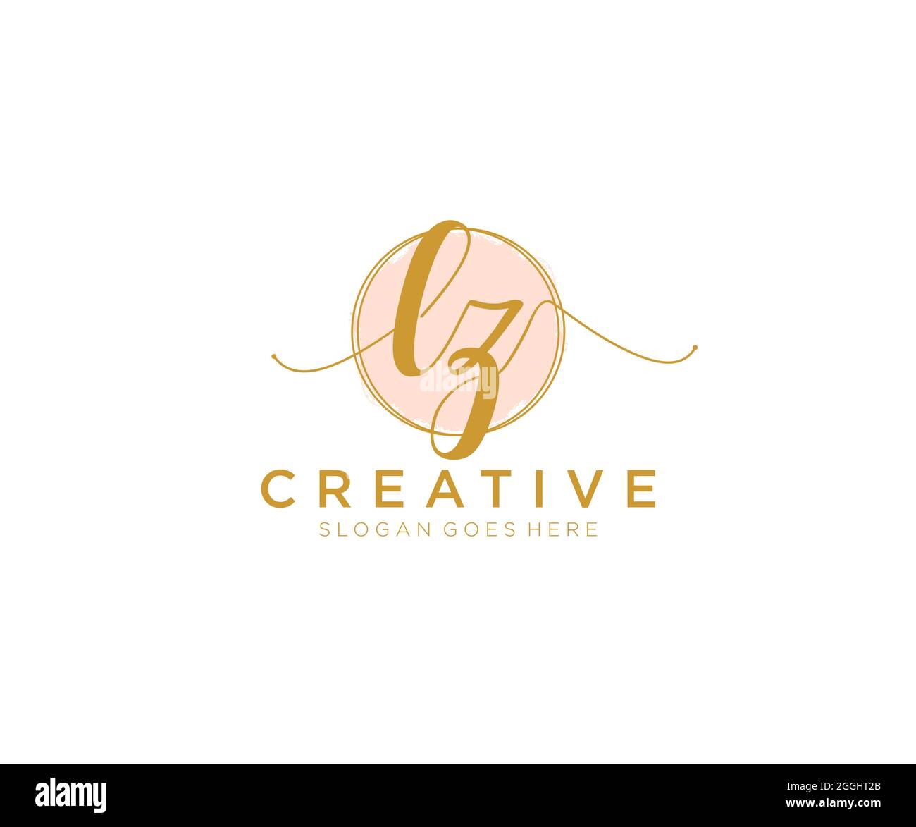 LZ Feminine logo beauty monogram and elegant logo design, handwriting logo of initial signature, wedding, fashion, floral and botanical with creative Stock Vector